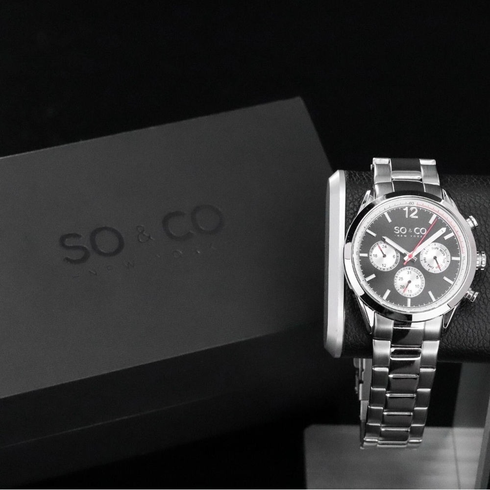SO&CO New York Tribeca 5004 GMT 42mm Stainless Steel Watch | BRAND NEW IN BOX - Picture 3 of 12